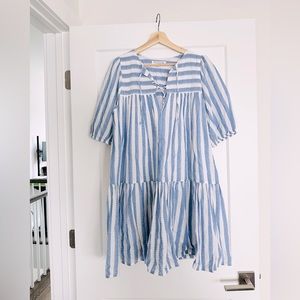 Baby blue stripe linen dress (works as maternity dress as well)